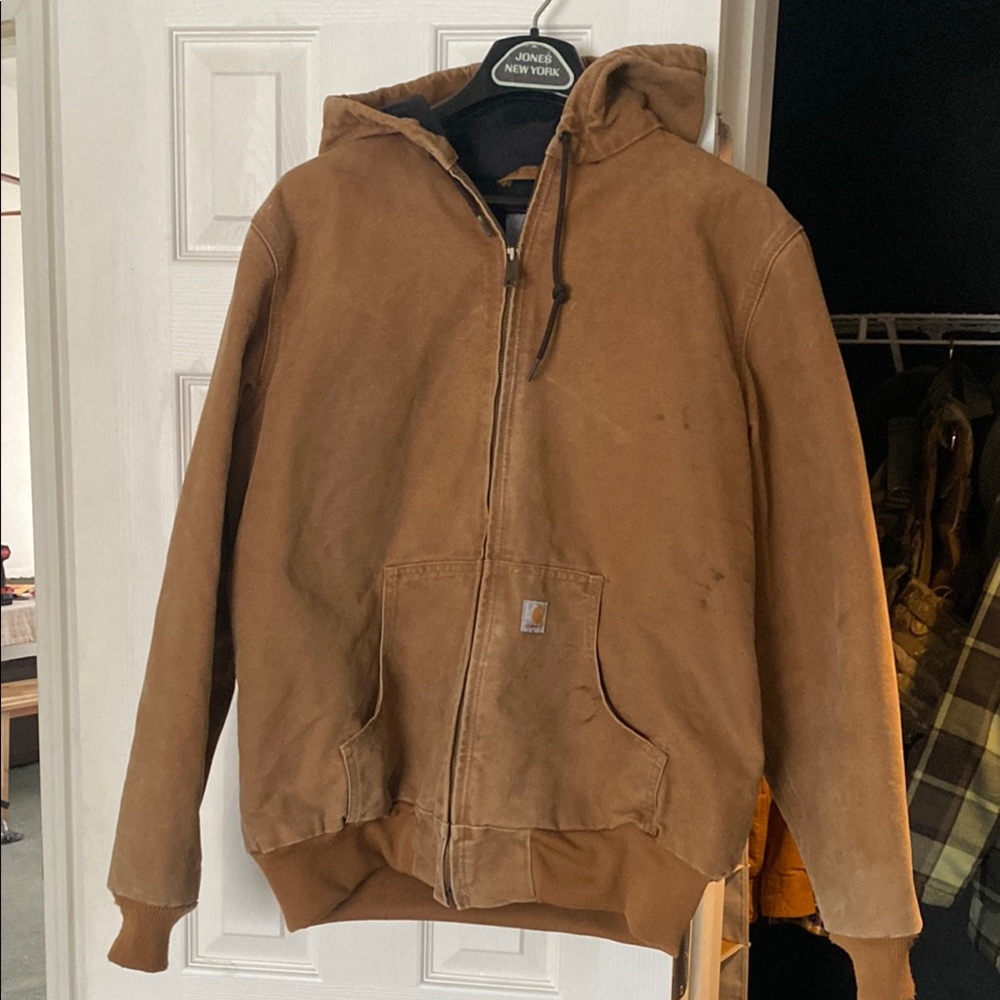 Carhartt Brown Classic Womens Hooded work wear Jacket sz L
